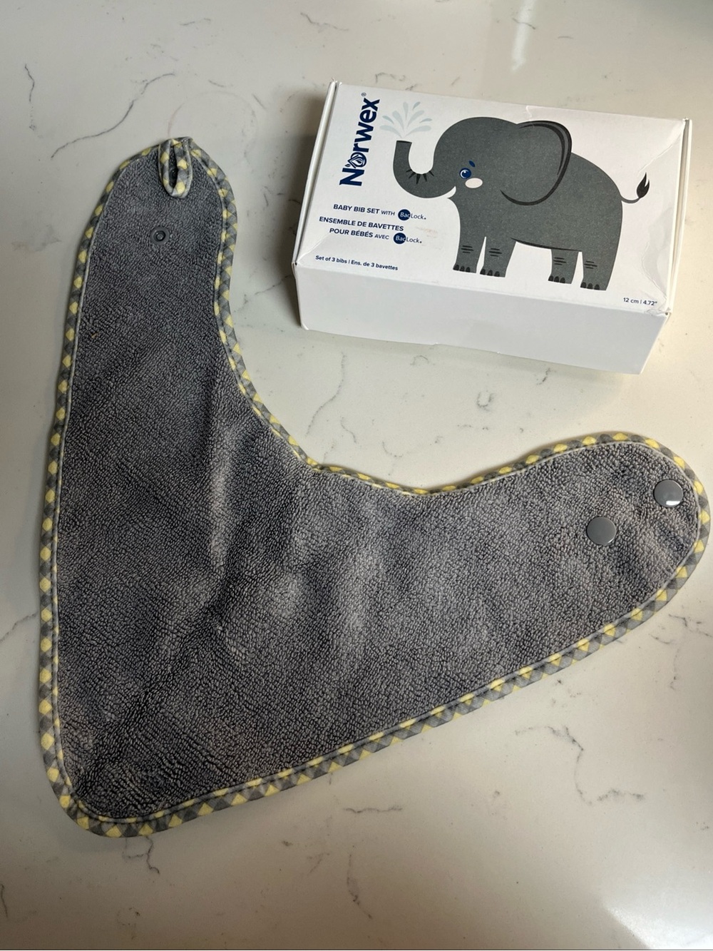 Norwex Gray Bandana Bib with Yellow Trim